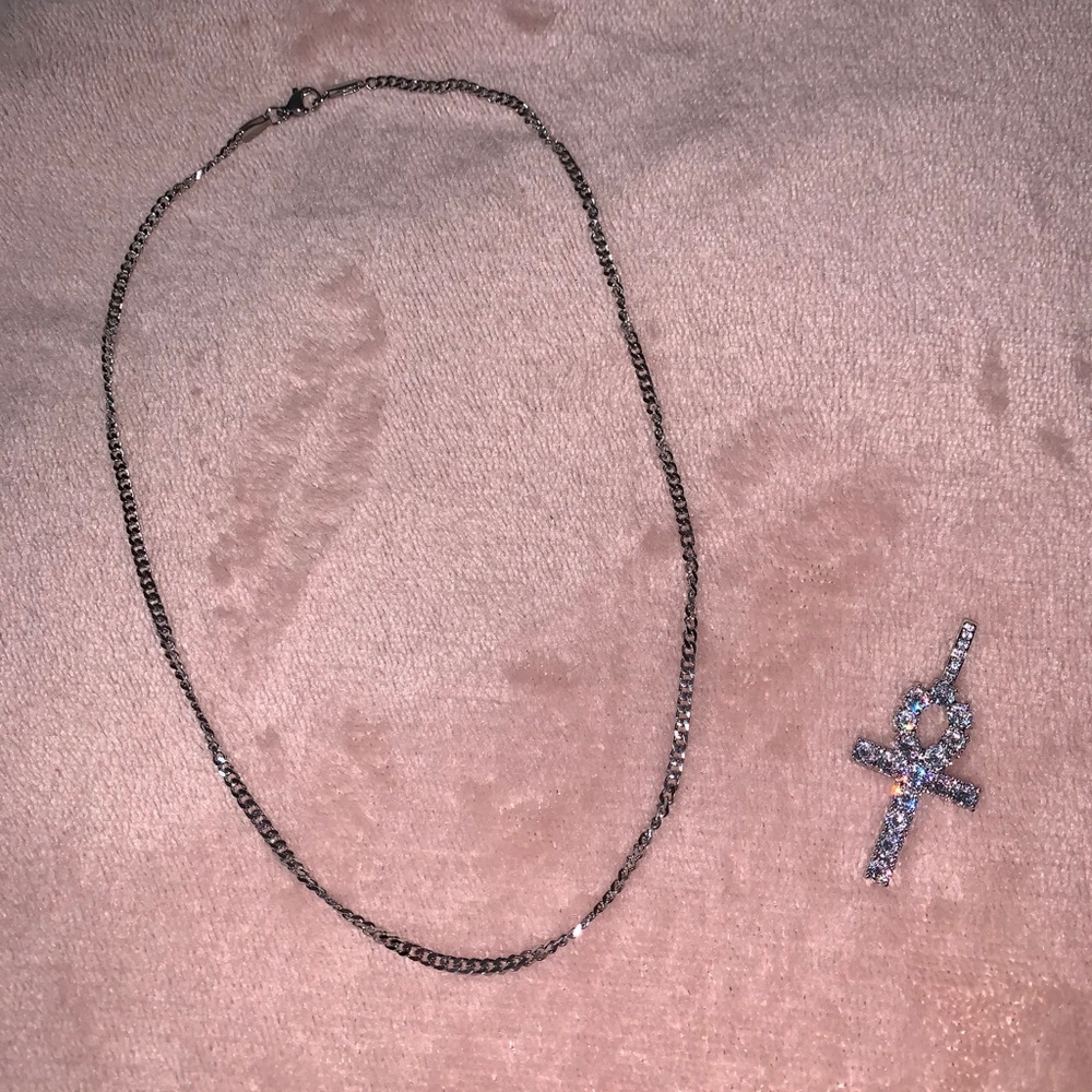 Silver Cubic Zorconia Cross